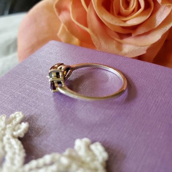 Natural Multi Tourmaline, Garnet, Amethyst & Topaz 925 Silver Ring Sz 6.75 J-474 - Picture 6 of 10